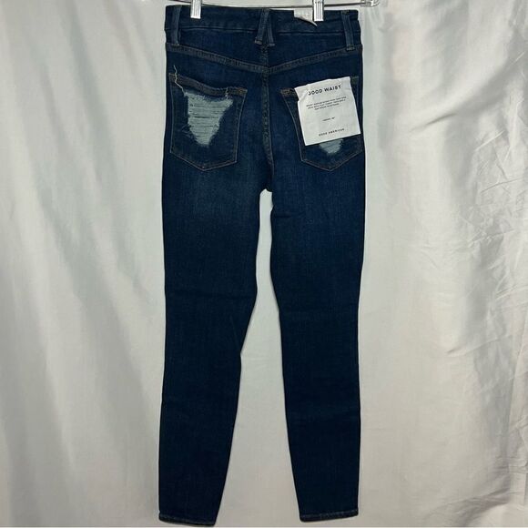 Good American Good Waist High Rise Distressed Indigo Jeans 4/27 - Picture 8 of 10